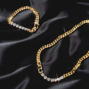 Gold Plated Zircon Cuban Link Chain Necklace Trendy Hip Hop Jewelry for Women Party Daily Wear - Product Image 2