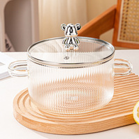 Petite marmite en verre borosilicate transparent avec couvercle, compatible flamme directe, ustensile de cuisine, Conjuntos De Panelas