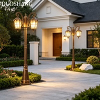 Lampes LED d'extérieur de style européen, étanches IP65, blanc chaud, pour jardin, à tête simple/double, noir/bronze antique, pour villa et pelouse