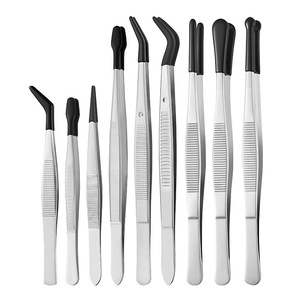 Pinzas de acero inoxidable Tuodegao con punta de silicona, boca plana, alta precisión para pestañas y uso de precisión - Product Image 5