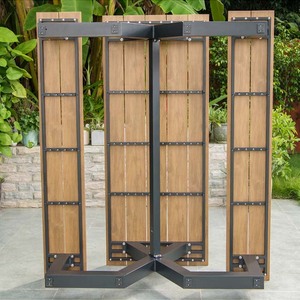 Wholesale Picnic <b>Table</b> Wood Aluminum Garden <b>Table</b> Metal Frame Matched <b>Plastic</b> Wood Slats <b>Table</b> Set Urban Furniture WTC023 Wholes - Product Image 2