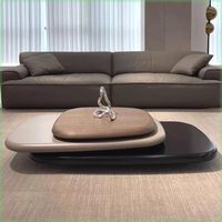 Ensemble de tables basses en bois rotatives minimalistes italiennes, style moderne et simple, salon, maison, sol irrégulier