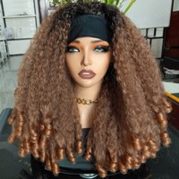 Perruques Afro Kinky Ombre KEMY HAIR, de haute qualité, bon marché, cheveux 4C, boucles rebondissantes, synthétiques, fabriquées à la machine, perruques à bandeau pour femmes noires
