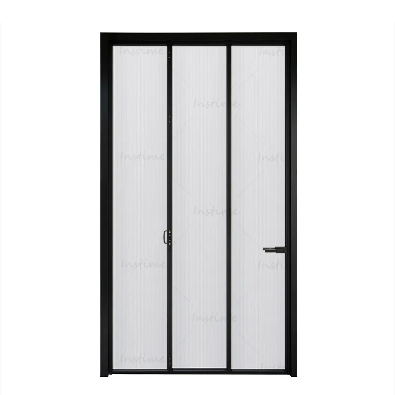 Instime-puerta plegable con panel de vidrio, perfil upvc, marco de vinilo, interior