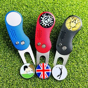 Outil de réparation de divots de golf personnalisé haut de gamme rétractable <span class=keywords><strong>7</strong></span> fonctions en aluminium et caoutchouc, modèle <span class=keywords><strong>Viking</strong></span> Shamrock, fin et à une pointe - Product Image 2