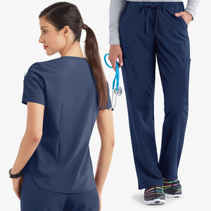 Women Scrub Set Short Sleeve V Neck Drawstring Pants Moisture Wicking Medical Uniforms For Nurses Hospital Workwear S XXL - Product Image 2