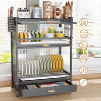 Étagère de rangement de cuisine avec support, égouttoir pour usage domestique, étagère de rangement pour bols et vaisselle, armoire à bols anti-poussière