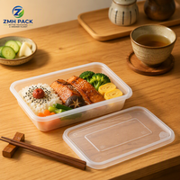 Lebensmittelechte PP Quadratische 500ml Mikrowellen- und Gefrierschrank-Geeignete Spülmaschinenfeste Meal-Prep-Box für Sushi/Nudeln/Mittagessen/Pizza/Gelee Einwegbehälter
