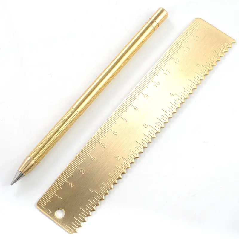 Lüks altın sonsuz kalem sıcak satıcı Metal fantezi ekolojik saf pirinç cetvel mürekkepsiz kalem sonsuza kadar kalem