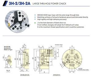 Mandril Hidráulico <span class=keywords><strong>Oco</strong></span> De Alta Precision De Tres Mandibulas Para Tornos CNC Power Chuck - Product Image 3