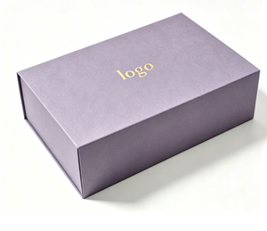 Custom <b>Purple</b> Rigid <b>Gift</b> Box Rectangle Hot Stamping Logo Art Paper High-End Packaging - Product Image 1