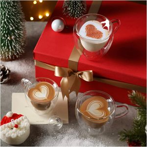 Vasos de vidrio transparente en forma de corazón, con <span class=keywords><strong>doble</strong></span> pared tazas de café, con aislamiento de vidrio, para té Latte, <span class=keywords><strong>doble</strong></span> pared - Product Image 6
