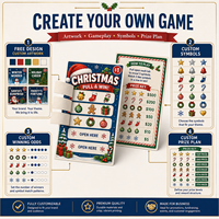 Tarjetas de Juego con Diseño Navideño Personalizado, con Cinco Ventanas Desprendibles, Venta al por Mayor de Boletos con Sistema de Rasca y Gana para Caridad