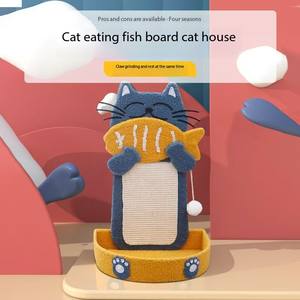 Klassiek Gemalen L-Vorm Kattenkrabkussen Speelgoed Kat Eet Visbord Kattenhuis Vier Seizoenen Schattig Ontwerp Huisdierspeelgoed Besparende Meubels - Product Image 2