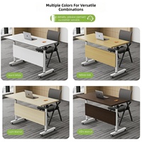 Conjunto de Mesa de Conferencia Comercial Modular de Acero Inoxidable, Plegable, Móvil, con Separador, Forma Oblonga, Diseño Moderno