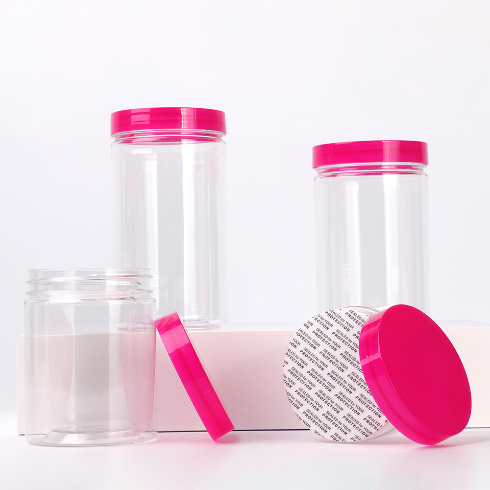 Hot Selling Cosmetic Pet Jar 50g 80g 100g 150g 200g 250g 4oz 8 Oz Clear Body Scrub Plastic Cream Jar With Pink Lid