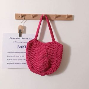 Bolso de mano de ganchillo hecho a mano, nuevo, de hilo de algodón trenzado, estilo vintage, tipo cesta de playa de paja, para la playa - Product Image 4