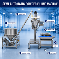 Machine de remplissage semi-automatique de poudre de farine Machine de remplissage de poudre de chocolat Matcha de poudre de protéine