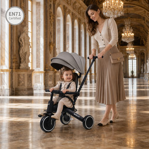 Fornitore Verificato Triciclo 8-in-1 per Bambini Colori Personalizzabili Tettuccio Rimovibile Protezione UV Certificato EN71 Triciclo che Semplifica la Parentalità - Product Image 2