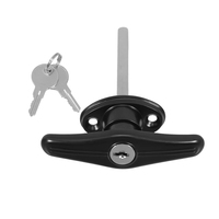 Serrure LongYu LYHT à poignée en T noire, en alliage de zinc thermolaqué, avec cylindre à clé et base ovale, installation facile pour armoire électrique et garage