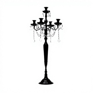 Magnifique candélabre en métal noir avec cristaux pour la décoration intérieure - Product Image 1