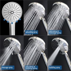 หัวฝักบัวอาบน้ำแบบพกพา 5 ฟังก์ชั่น ทรงกลม พร้อมฟองน้ำนวด ฟองอากาศ และฝนตกจำลอง ติดตั้งง่าย พร้อมก้านปรับระดับและหัวฉีดด้านข้าง - Product Image 1