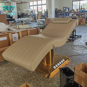 เตียงนวดไฟฟ้า 3 มอเตอร์ สีเบจโกลด์ รูปทรงตัว <span class=keywords><strong>S</strong></span> สำหรับทำทรีทเมนท์หน้า สปา ต่อขนตา เหมาะสำหรับร้านเสริมสวย - Product Image 5