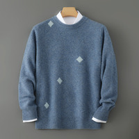 Pull en laine pour homme, col rond, color block, coupe ample, épais, style décontracté chic, tricoté, vente en gros usine, support OEM/ODM