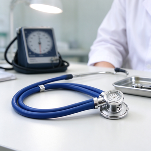 Stéthoscope professionnel à double tête avec horloge, diaphragme en acier inoxydable, tube bleu pour médecins, infirmières, hôpitaux et cliniques - Product Image 3