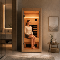 Sauna infrarouge professionnel compact pour 1 personne, en bois de pruche, faible EMF, avec chauffages au carbone, pour la thérapie et les soins de santé à domicile
