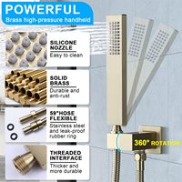 Système de douche intégré de luxe montage caché or brossé ensemble de robinet de douche pluie thermostatique de 16 pouces