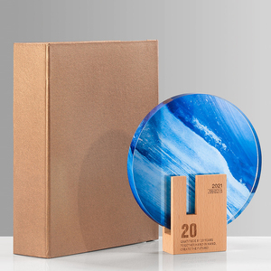 Medaglia trofeo con base in legno di cristallo personalizzato di alta qualità premio per <span class=keywords><strong>la</strong></span> fiera sportiva menzione d'onore trofeo UV stampa a colori - Product Image 5