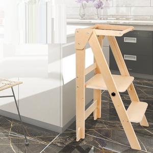 Marchepied de cuisine en <span class=keywords><strong>bois</strong></span> pour enfants <span class=keywords><strong>tour</strong></span> d'apprentissage escabeau de cuisine pour comptoir de cuisine apprentissage pour les enfants - Product Image 2