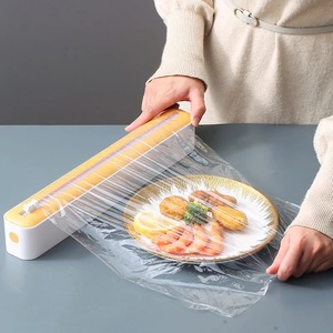 2 In 1 Food Film Dispenser Wrap Dispenser With Cutter <b>Storage</b> <b>Box</b> Aluminum Foil Stretch Film Cutter <b>Kitchen</b> Accessories - Product Image 3