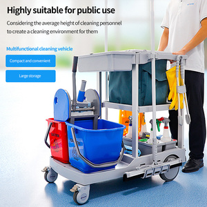 <span class=keywords><strong>Berserk</strong></span> Hotel Room Limpieza de limpieza Carrito Herramienta de servicio de plástico Carrito de conserje con ruedas - Product Image 2
