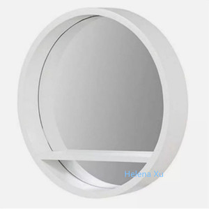 Espejo de pared redondo blanco y negro para decoración del hogar, ojo de buey, maquillaje, pasillo, Baño, Dormitorio, espejo colgante con estante - Product Image 2