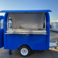 Remorque à café mobile ronde en fibre de verre pour l'extérieur, chariot alimentaire vintage entièrement équipé pour la vente de bubble tea, bonbons et chips