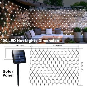 ไฟตาข่ายพลังงานแสงอาทิตย์ Tsinye 180 LED ขนาด 3*2 เมตร เปิด-ปิดอัตโนมัติ 8 โหมด แสงสีขาวอบอุ่น สำหรับตกแต่งสนามหญ้ากลางแจ้ง ไฟประดับต้นไม้สำหรับเทศกาลคริสต์มาส - Product Image 2