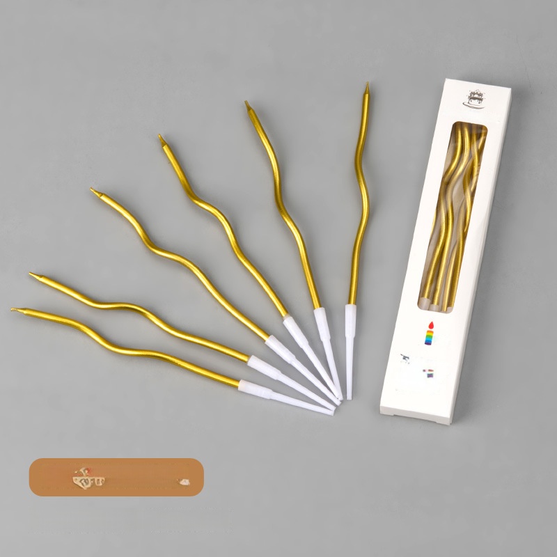 Bougies courbes de couleurs mélangées, dorées, 10 boîtes
