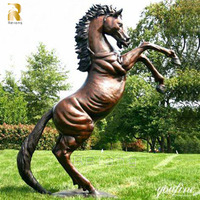 Statue de cheval dansant en cuivre bronze grandeur nature RELONG pour la décoration de jardin extérieur