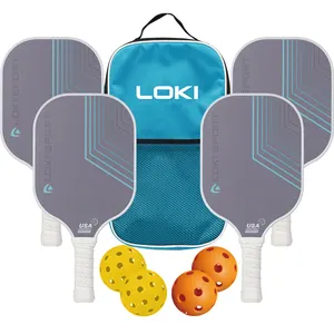 Aanpasbare Gradiënt Blauw Patroon Loki Usapa Goedgekeurd Pickleball Peddelset Met 4 Koolstofvezel Pickleball Rackets