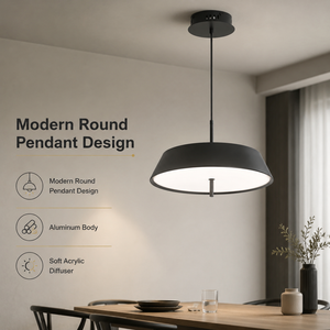 Luminaire suspendu moderne, corps en aluminium, diffuseur en acrylique, LED dimmable, télécommande tricolore, intérieur, pour salle à manger, salon - Product Image 2