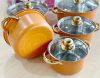 Ensemble de casseroles en acier inoxydable 10 pièces avec casserole et faitout, design moderne écologique, compatible gaz et induction