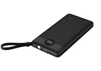 Chargeur portable VRURC avec câbles intégrés, Power Bank mince 10000mAh, affichage LED USB-C, sortie 10W, indispensable pour les voyages