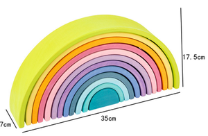 Éducatif Montessori Waldorf en bois Grimms peinture tache arc-en-ciel blocs empilables <span class=keywords><strong>Grapat</strong></span> pyramide en bois arc-en-ciel bâtiment - Product Image 5