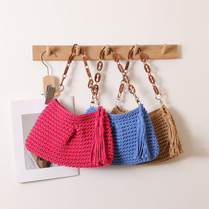 Nuova Borsa da <span class=keywords><strong>Spiaggia</strong></span> alla Moda per Signore, Borsa a Tracolla Intrecciata a Mano in Corda di Cotone con Chiusura a Cerniera, Bellissima Borsa a Tracolla da <span class=keywords><strong>Spiaggia</strong></span> - Product Image 2