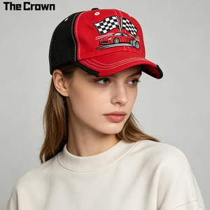 Gorra de Béisbol Estructurada de 6 Paneles con Logotipo Personalizado, Venta al Por Mayor, Bordado de Coche de Carreras, Visera Desgastada, Gorra de Dos Tonos, Fabricante - Product Image 1