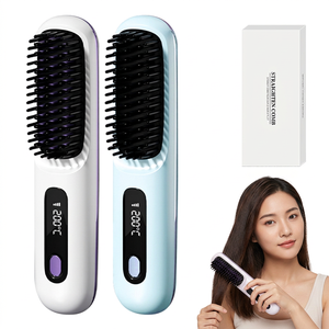 Brosse lissante pour cheveux en céramique avec écran LED 160–200 ° Contrôle de température portable alimenté par batterie - Product Image 1