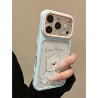 Coque de téléphone transparente antichoc avec motif chiot et double couleur, grande fenêtre, pour iPhone 18 17 16 15 14 Pro Max