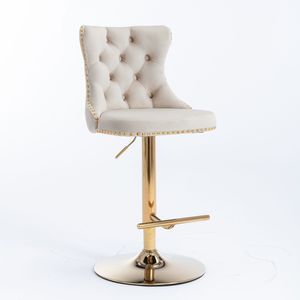 Tabourets de bar modernes en velours DB A&A Furniture, pivotants, réglables en hauteur (25-33 pouces), style farmhouse, dorés - Product Image 5